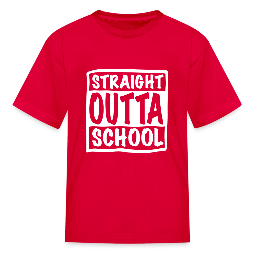 Straight outta school white outline Kids' T-Shirt - red