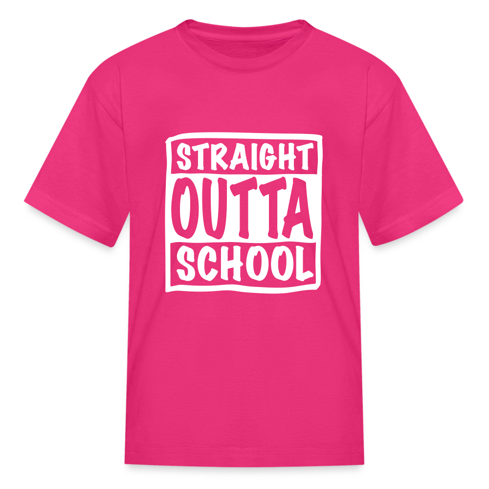 Straight outta school white outline Kids' T-Shirt - fuchsia