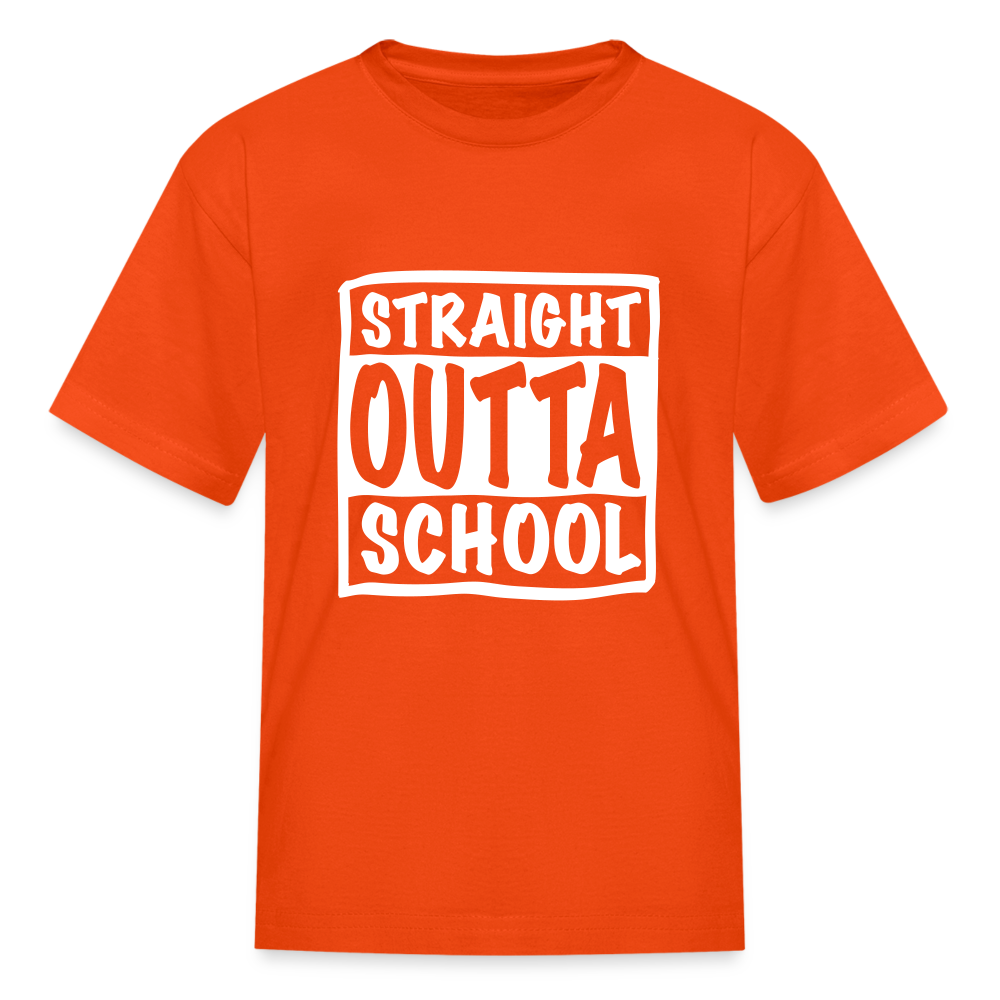 Straight outta school white outline Kids' T-Shirt - orange