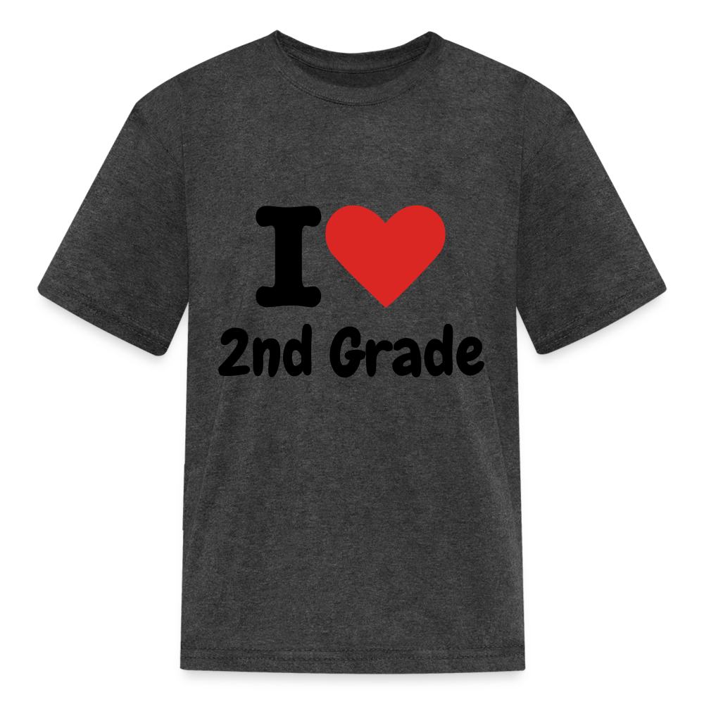 I Heart 2nd Grade Kids' T-Shirt - heather black