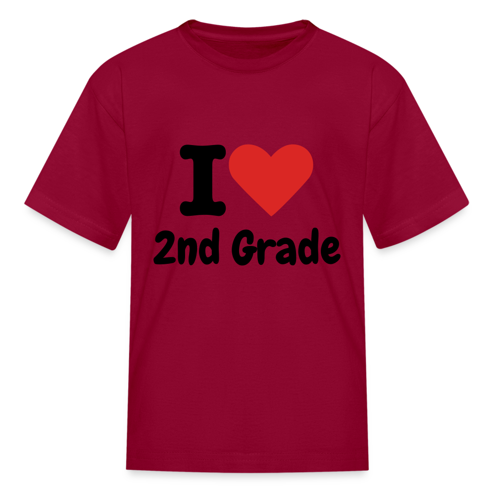 I Heart 2nd Grade Kids' T-Shirt - dark red