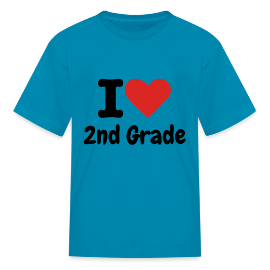 I Heart 2nd Grade Kids' T-Shirt - turquoise