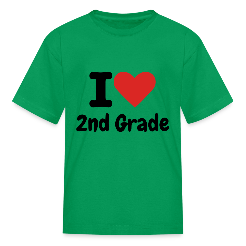 I Heart 2nd Grade Kids' T-Shirt - kelly green
