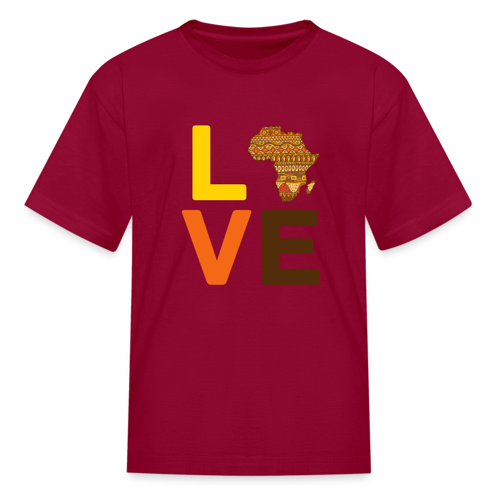 Africa Love Letter Block Kids' T-Shirt - dark red
