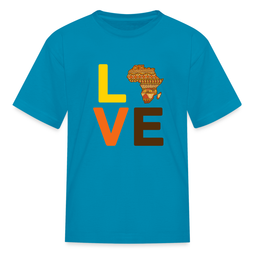 Africa Love Letter Block Kids' T-Shirt - turquoise