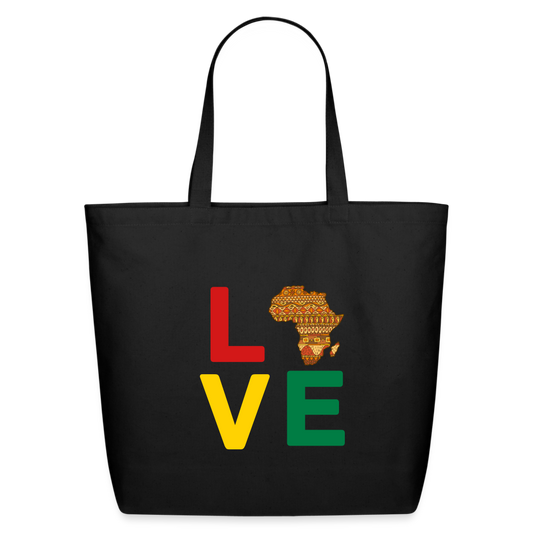 Africa Love Letter Block Eco-Friendly Cotton Tote - black
