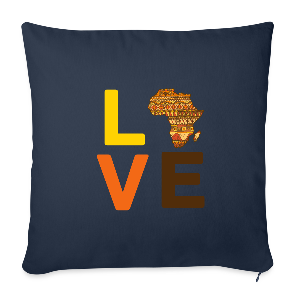 Africa Love Letter Block Throw Pillow Cover 18” x 18” - navy