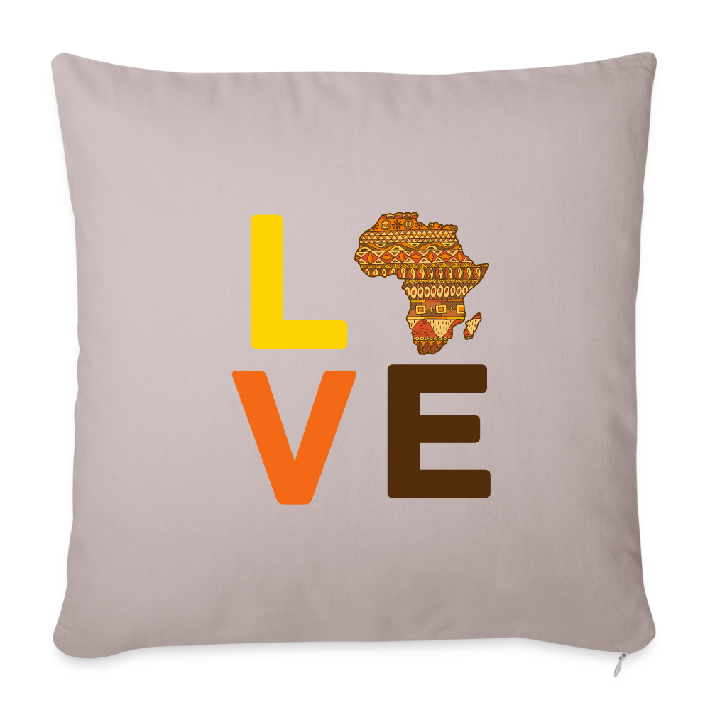 Africa Love Letter Block Throw Pillow Cover 18” x 18” - light taupe