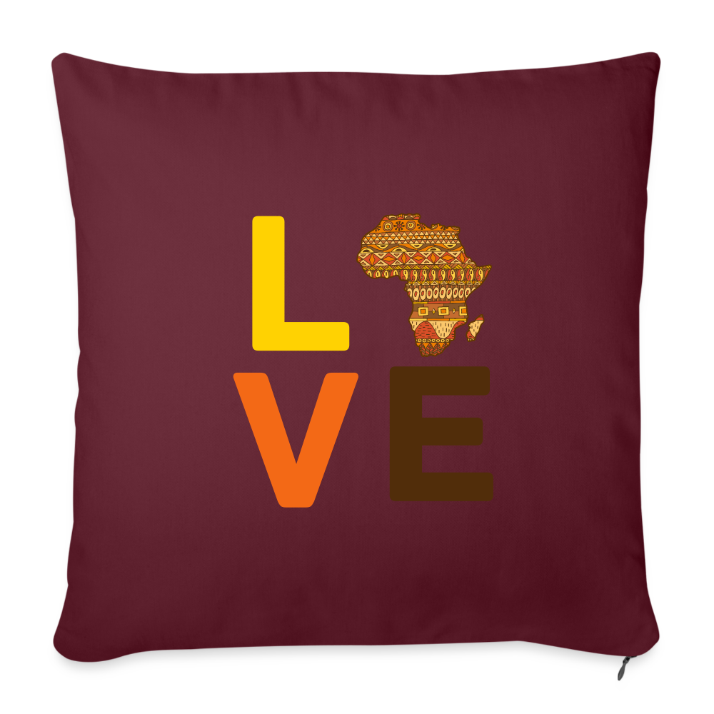 Africa Love Letter Block Throw Pillow Cover 18” x 18” - burgundy