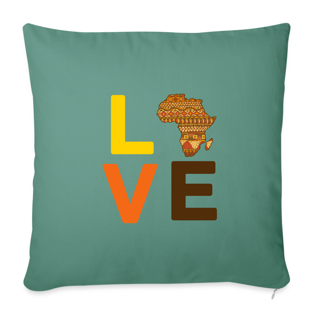 Africa Love Letter Block Throw Pillow Cover 18” x 18” - cypress green