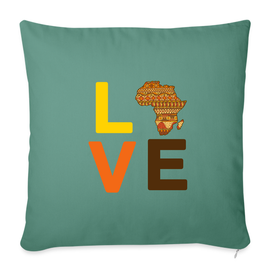 Africa Love Letter Block Throw Pillow Cover 18” x 18” - cypress green