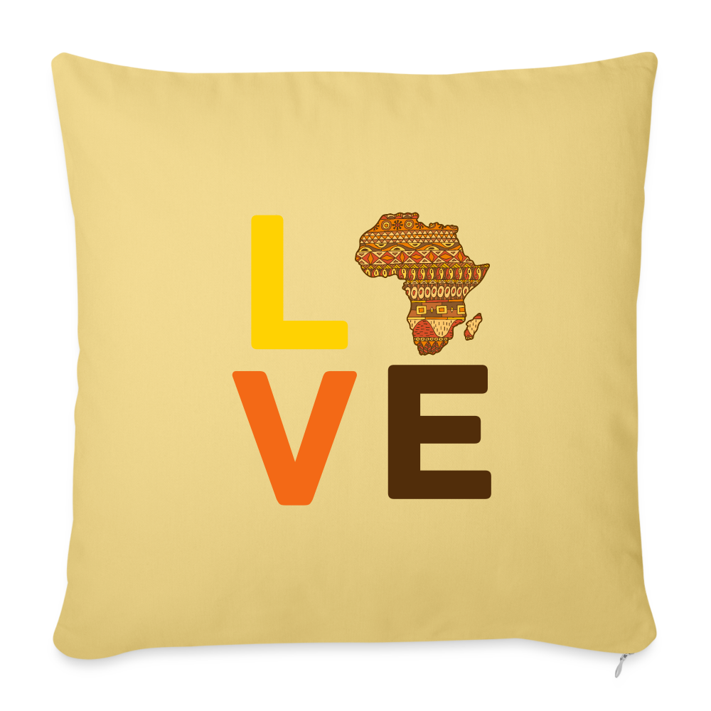 Africa Love Letter Block Throw Pillow Cover 18” x 18” - washed yellow