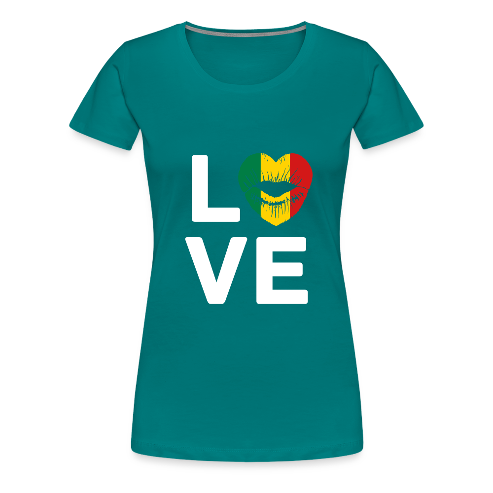 Africa Kiss Love Letter Block Women’s Premium T-Shirt - teal