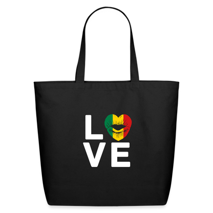 Africa Kiss Love Letter Block Eco-Friendly Cotton Tote - black