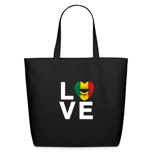 Africa Kiss Love Letter Block Eco-Friendly Cotton Tote - black