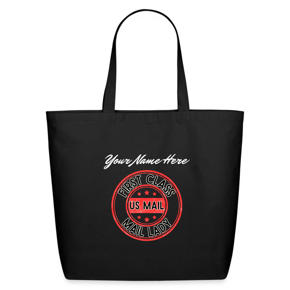 Customizable First Class Mail Lady Eco-Friendly Cotton Tote - black