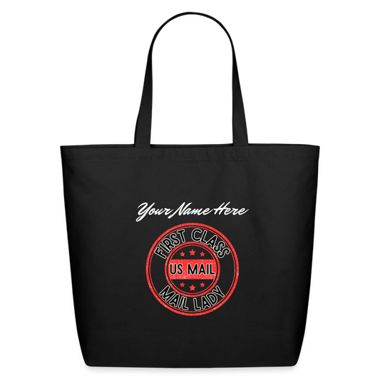 Customizable First Class Mail Lady Eco-Friendly Cotton Tote - black