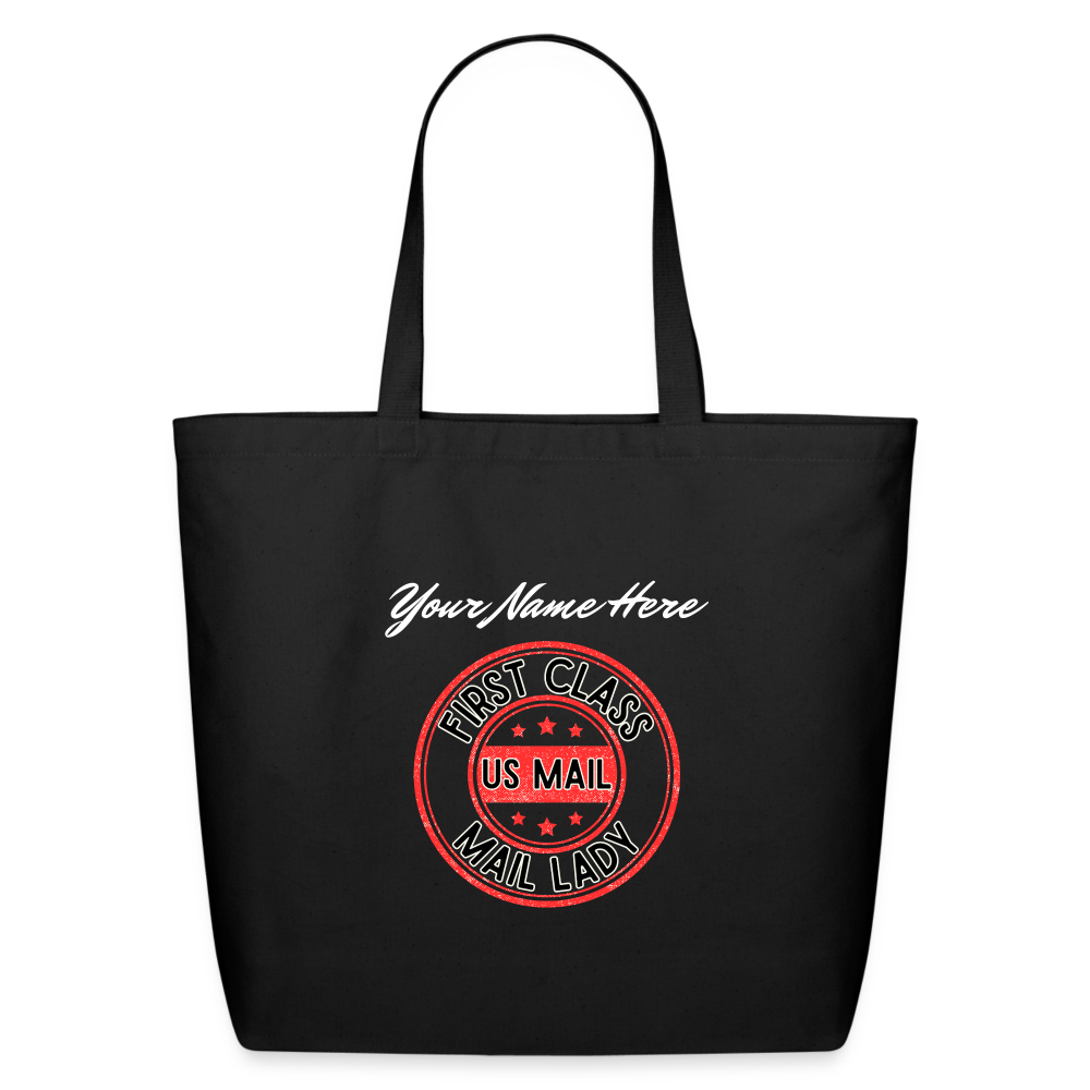Customizable First Class Mail Lady Eco-Friendly Cotton Tote - black