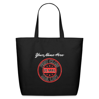 Customizable First Class Mail Lady Eco-Friendly Cotton Tote - black