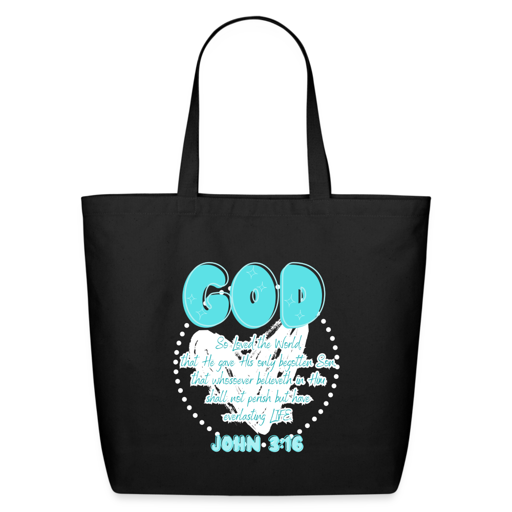 John 3:16 Cotton Tote - black