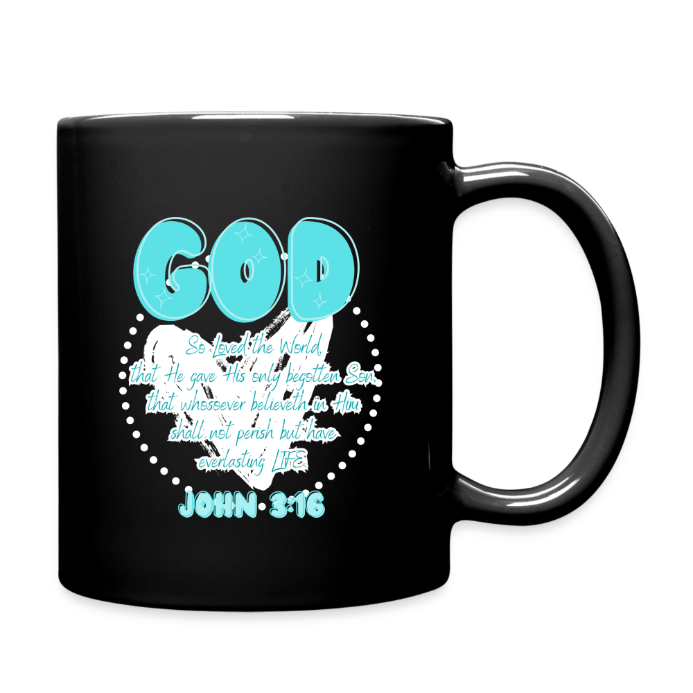 John 3:16 Full Color Mug- Customizable - black