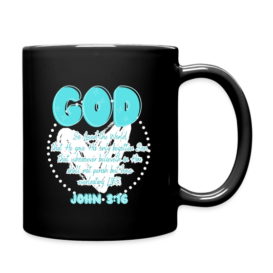 John 3:16 Full Color Mug- Customizable - black