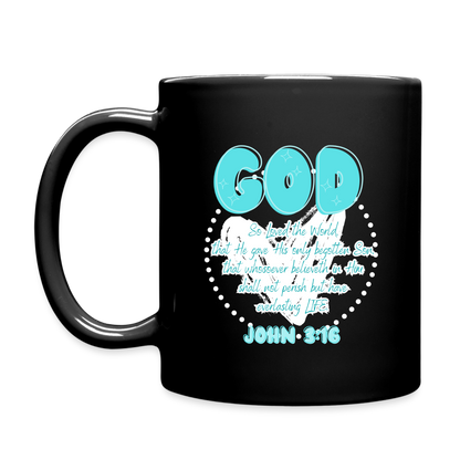 John 3:16 Full Color Mug- Customizable - black