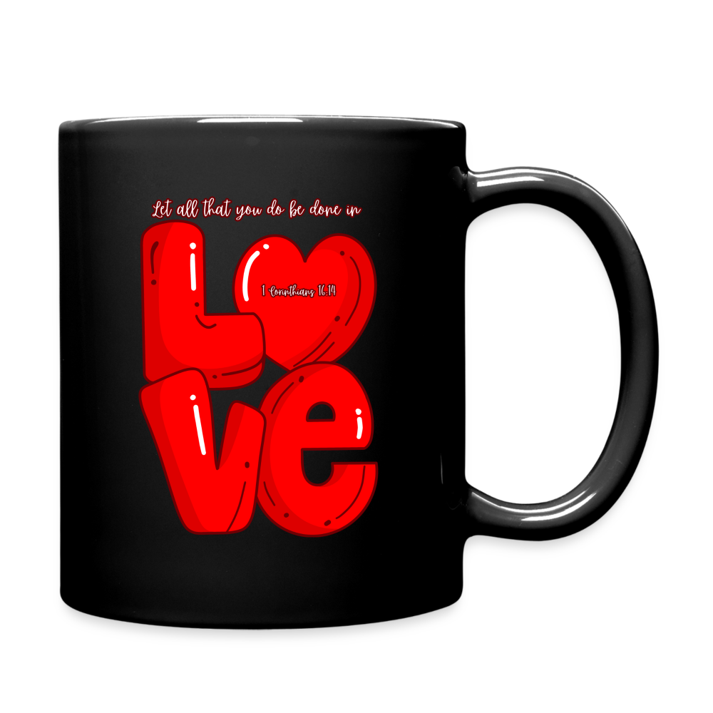 1 Cor 16:14 Red Love Block Full Color Mug Customizable - black