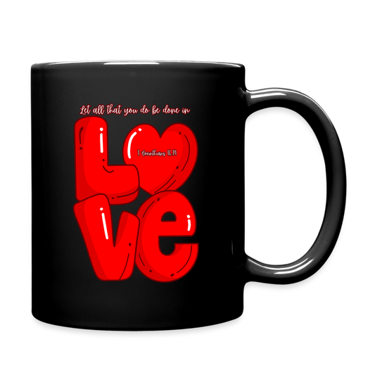 1 Cor 16:14 Red Love Block Full Color Mug Customizable - black