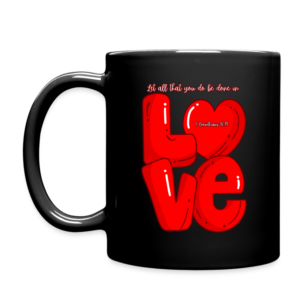 1 Cor 16:14 Red Love Block Full Color Mug Customizable - black
