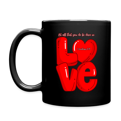 1 Cor 16:14 Red Love Block Full Color Mug Customizable - black