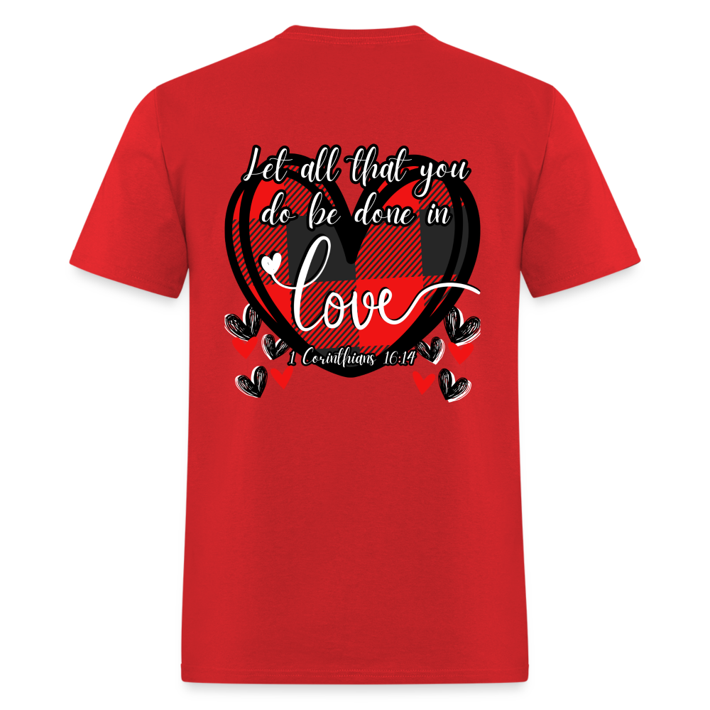 1 Cor 16:14 Buffalo Check Classic T-Shirt - red