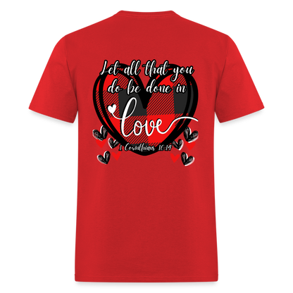 1 Cor 16:14 Buffalo Check Classic T-Shirt - red