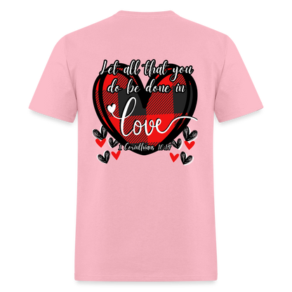 1 Cor 16:14 Buffalo Check Classic T-Shirt - pink