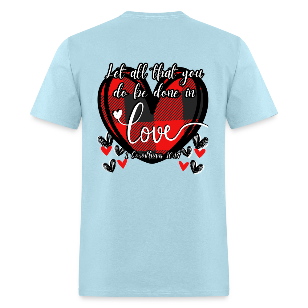 1 Cor 16:14 Buffalo Check Classic T-Shirt - powder blue