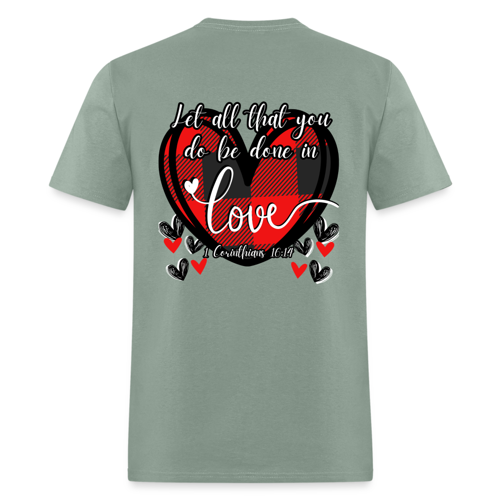 1 Cor 16:14 Buffalo Check Classic T-Shirt - sage