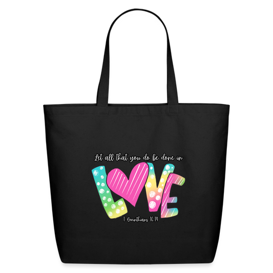 1 Cor 16:14 Gradient Cotton Tote - black