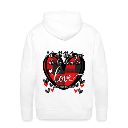 1 Cor 16:14 Buffalo Check Premium Hoodie - white
