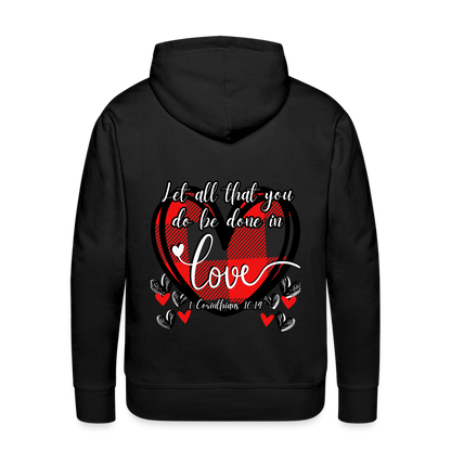 1 Cor 16:14 Buffalo Check Premium Hoodie - black