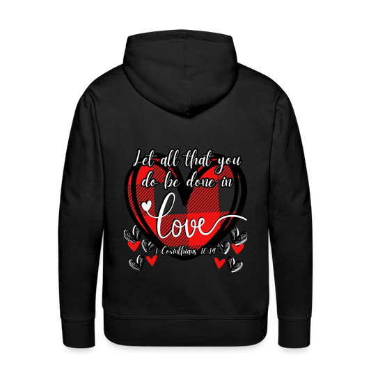 1 Cor 16:14 Buffalo Check Premium Hoodie - black