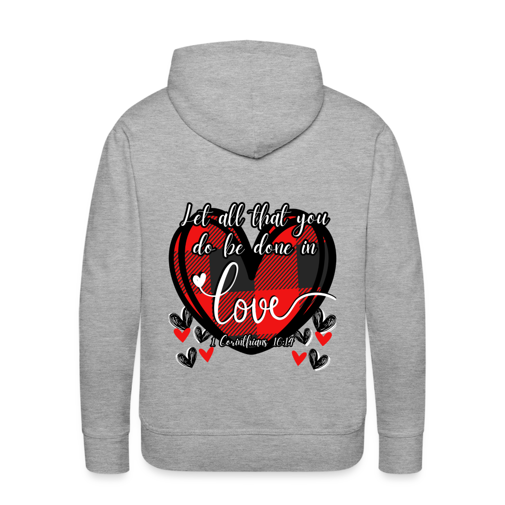 1 Cor 16:14 Buffalo Check Premium Hoodie - heather grey