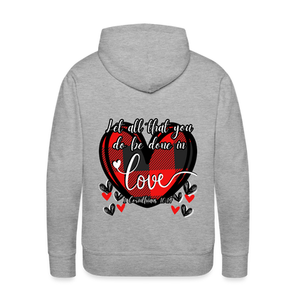 1 Cor 16:14 Buffalo Check Premium Hoodie - heather grey
