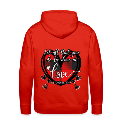 1 Cor 16:14 Buffalo Check Premium Hoodie - red