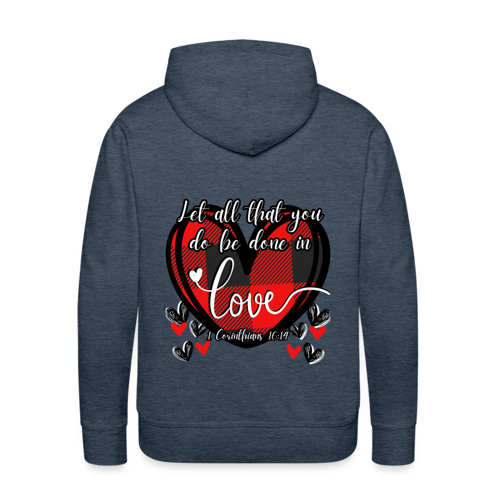 1 Cor 16:14 Buffalo Check Premium Hoodie - heather denim