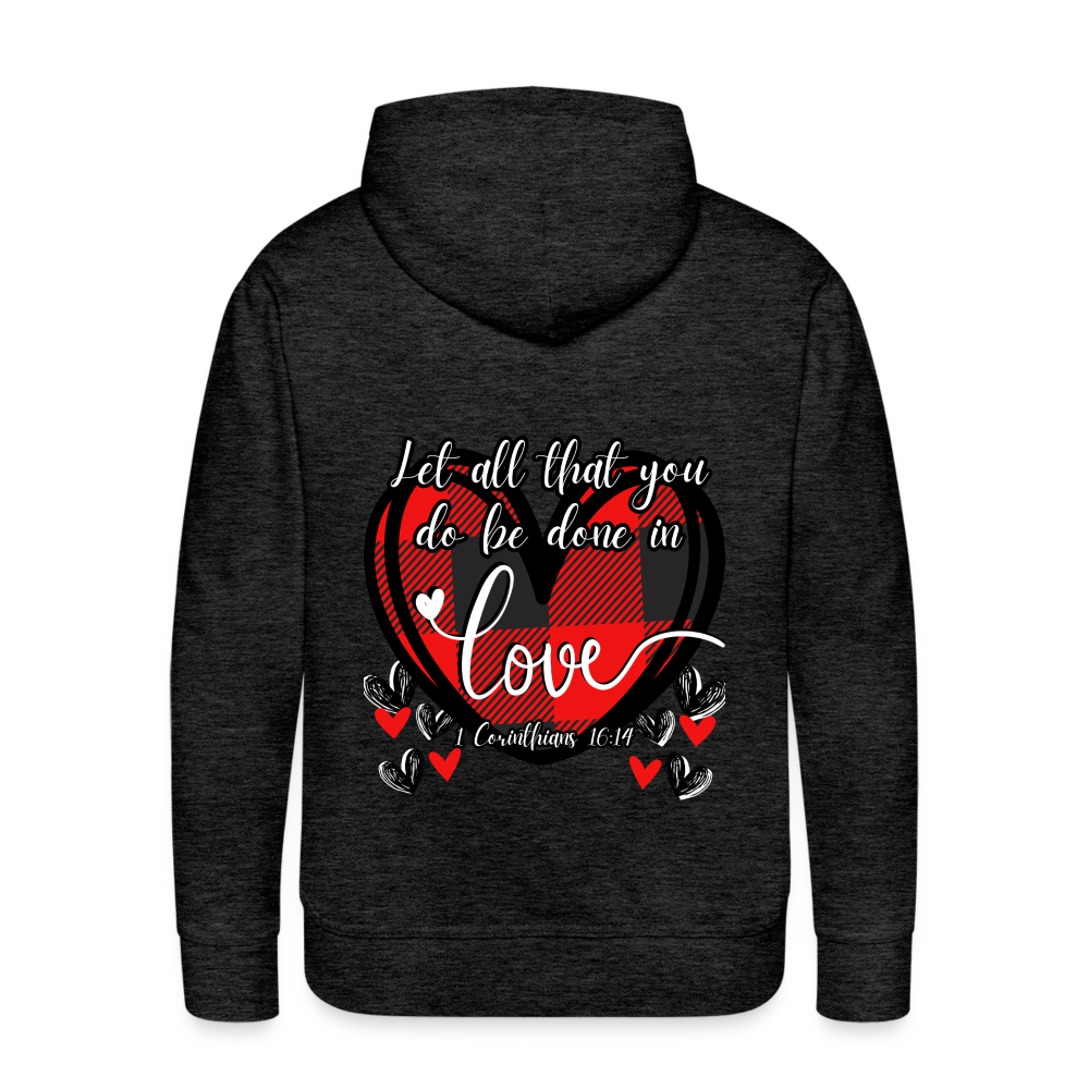 1 Cor 16:14 Buffalo Check Premium Hoodie - charcoal grey