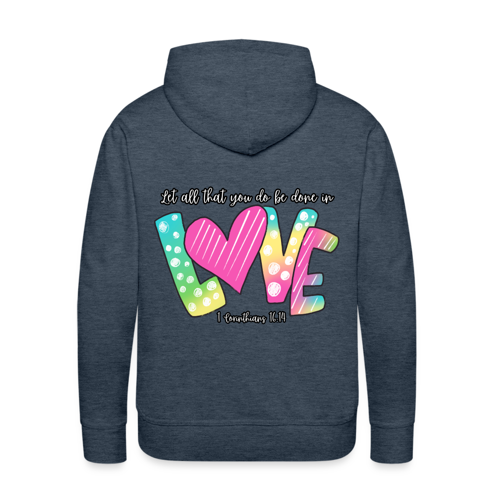 1 Cor 16:14 Gradient Premium Hoodie - heather denim