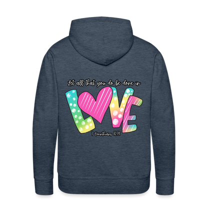 1 Cor 16:14 Gradient Premium Hoodie - heather denim
