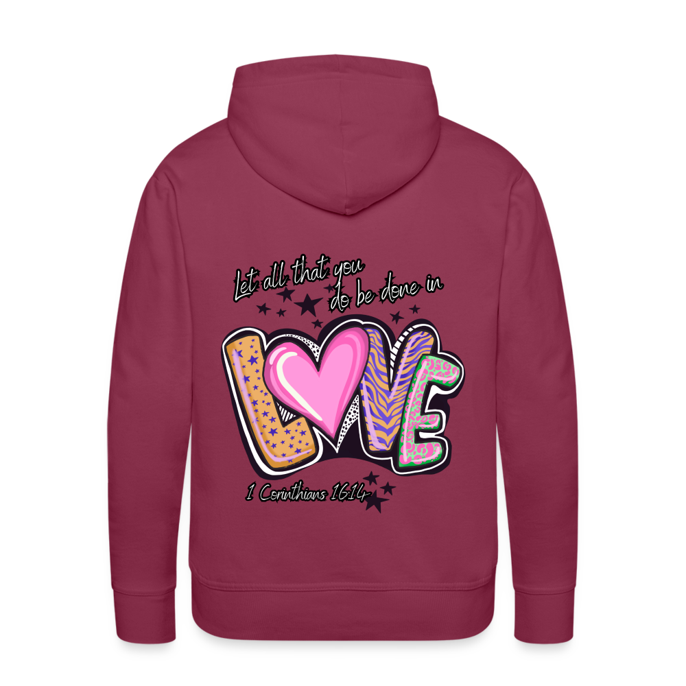 1 Cor 16:14 Stars & Animal Print Premium Hoodie - burgundy