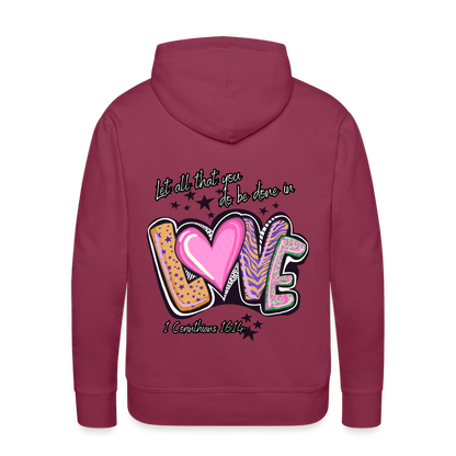 1 Cor 16:14 Stars & Animal Print Premium Hoodie - burgundy