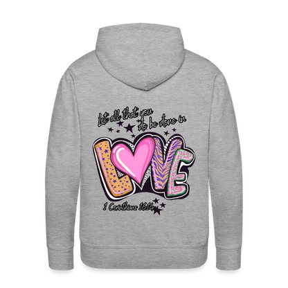 1 Cor 16:14 Stars & Animal Print Premium Hoodie - heather grey